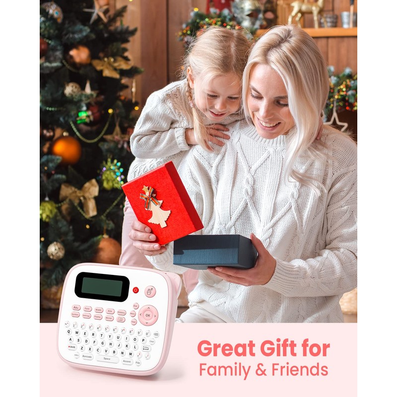 Pink Label Maker Machine-Vixic-D210S Label Makers,QWERTY Keyboard Labeler,Easy Handheld Portable