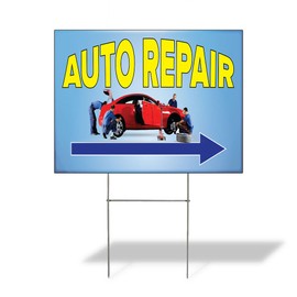Fastasticdeals Weatherproof Yard Sign Auto Repair Outdoor Advertising Printing J Aqua-Blue Lawn Garden 18x12 Inches 1 Side Print
