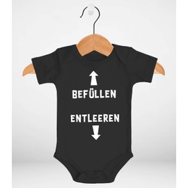 MoonWorks® Baby bodysuit with saying, funny filling, emptying, organic cotton, boys and girls - Baby filling, black.