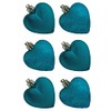 Davies 6 Pack 50mm Glitter / Plain Hearts Christmas Decoration