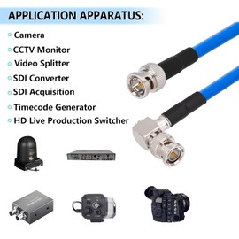 Superbat 6G/12G SDI Cable 75 Ohm Short BNC Cable 3ft BNC Male to Right Angle BNC Male Belden 1694A Digital Video Cable for HD Cameras CCTV Monitor SDI Video Equipment Supports HD-SDI/3G-SDI/4K/8K