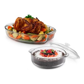 Libbey Baker's Basics 2-Piece Glass Casserole Baking Dish Set, Mixed Shapes
