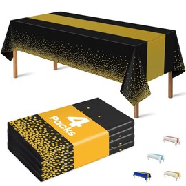4 Pack Graduation Decorations Class of 2025 - Disposable Plastic Table Cloths,Black and Gold Table Covers for Graduation Party Decorations | Graduation Party Favors | Graduation Backdrop - Colour: White and Rose Gold