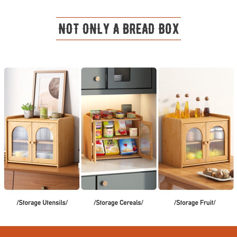 GHWIE Bread Box for Kitchen Countertop Large Bread Box Farmhouse