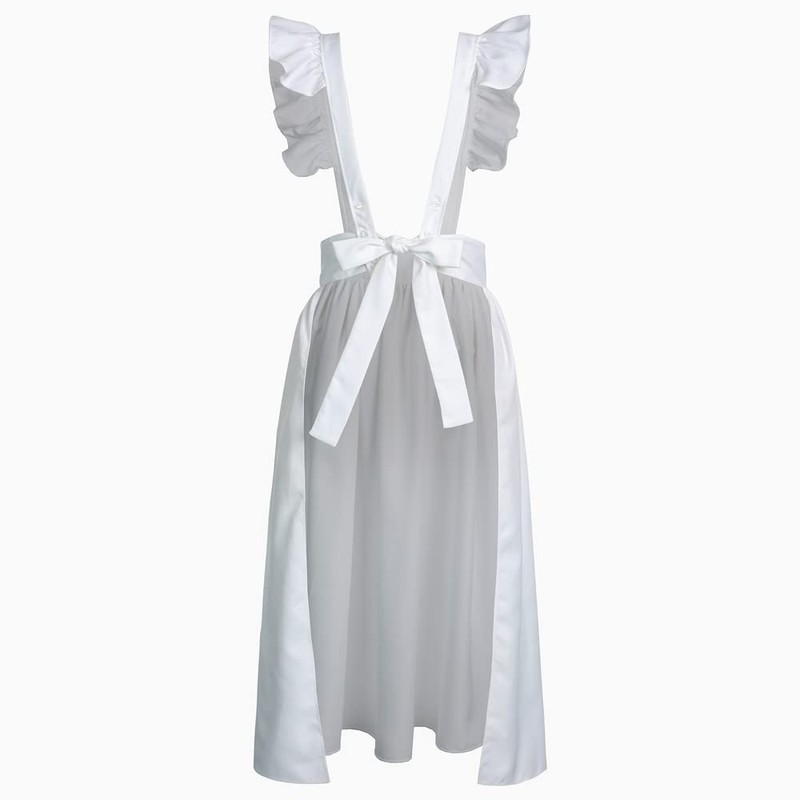 Jeufoin Women Vintage Victorian Maid Ruffles Pinafore Apron Pioneer Colonial