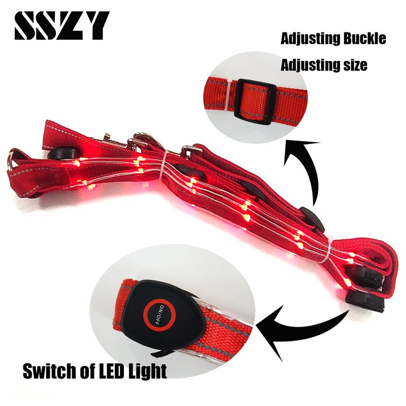 SSZYace Adjustable LED Horse Breastplate Collar, Nylon LED Night Flashing