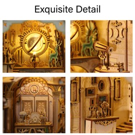 Elf Stargaze Book Nook Kit, DIY Miniature Dollhouse Booknook Kit, 3D Wooden Puzzle Bookend Insert a Fantasy Escape for Bookshelf with LED Light for Teens and Adults