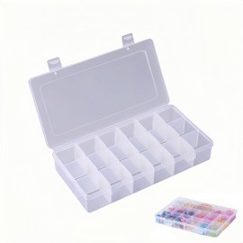 WizeFolk 18-Compartment Storage Box,Things Crafts Storage Box,Reusable Clear Bead Organizer Fishing Tackles Box with Adjustable Dividers for Tools，Jewelry Bead Organizer Box(20.8 x 10.6 x 3 cm)
