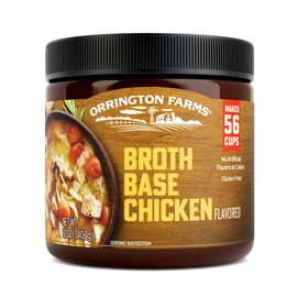 Orrington Farms Chicken Flavored Broth Base, Granulated Chicken Flavored Bouillon, Versatile Usage, Season-To-Taste, Easy-To-Store, 12 oz Jar (Pack of 6)