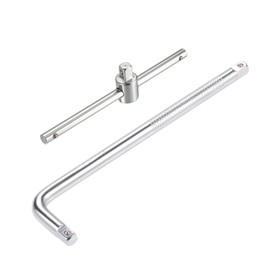 sourcing map 1/4" Drive Socket Breaker L Shape Extension Bar Wrench,Sliding Wrench Breaker Bar Adjustable T-Handle Socket Hand Tool