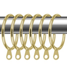 iCatchy Brass 30mm Curtian Ring Hanging Hooks for Smoothly Slidng Rustproof Drapery Pole Rod Voile Net with Fixed Eyes (Pack of 48)