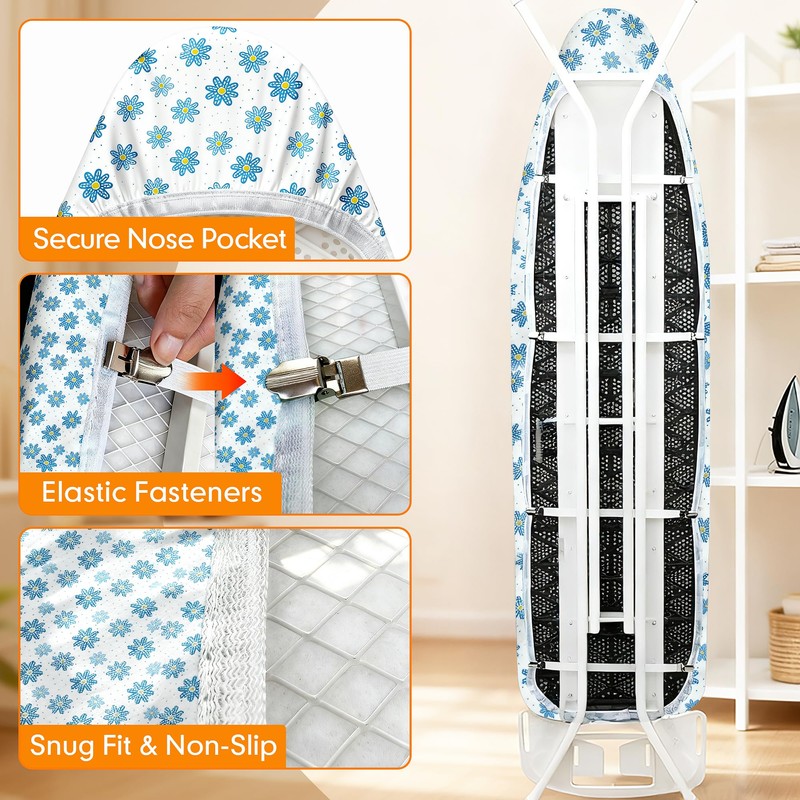 Ironing Board Cover and Pad, 15x54 Standard Size Thick Iron