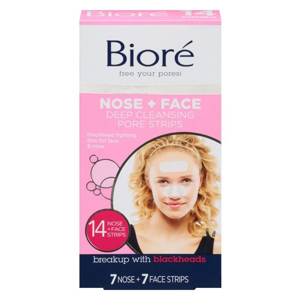 Biore Combo Pack Deep Cleansing Pore Strips Face/Nose 14 Each (Pack of 6)
