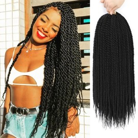 Senegalese Twist Crochet Hair-8 Packs 22 Inch Senegalese Twist Crochet Braids For Women, Black Pre Looped Pretwisted Crochet Braids, Synthetic Crochet Twist Hair (22in,1B#)