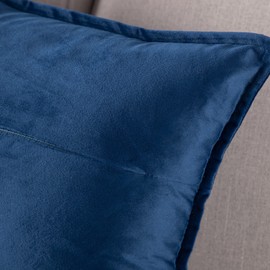 MADIZZ Set of 2 Super Soft Velvet Decorative Throw Pillow Covers 16x16 inch Blue Square with Fringe Luxury Style Cushion Case Pillow Shell for Sofa Bedroom