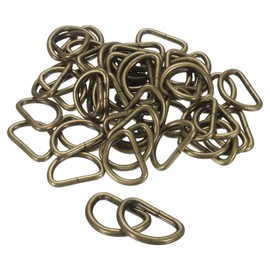 HARFINGTON 100pcs D Ring 3/8" (10mm) Metal Electroplate D-Shape Buckle Clips Multi-Purpose Buckle Strap Sewing Accessories for Dog Collars Backpacks Webbing Strap, Bronze