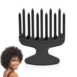 1 x Finger Styler Afro Comb, Coarse, Curling Comb, Natural Curls, Hair Comb for Curls, Afro Comb, Afro Pick for Hairdressing Salon at Home, Black