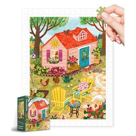 PieceRelax Plastic Jigsaw Puzzles for Adults 300 Pieces - Olivia Gibbs - Whimsy Garden House Most Satisfying Table Games and Gifts No Puzzle Mat Required [H3639]