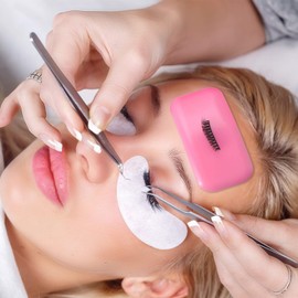 4 Pieces Eyelash Extension Holder Pallet False Lashes Holder Silicone Pads Grafting Gasket Pallet Tools for Fake Eyelash Glue Holder Adhesive, Pink and Transparent