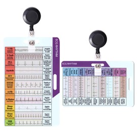 ECG/EKG Rhythm Badge Card, Paramedic Accessories, Double Sided Design EKG Rhythm Interpretation Pocket Guide,ECG Rhythm Cheat Sheet EKG Monitor for Nurses, Doctors, EMTs (1 pcs with 1 Badge)