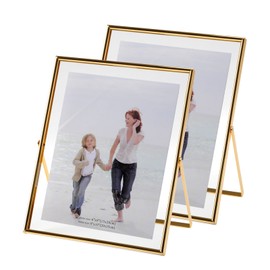 yanduxia 8x10 Vertical Tabletop Metal Tempered Glass Picture Frames of 2 for Tabletop Display for Multi Size Photos Including 6x8,5x7 Decor