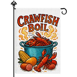 Vohado Crawfish Boil Garden Flag Lobster Seafood Boil Themed Party Decoration Double Sized Yard Sign Outdoor Decor