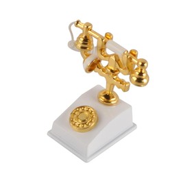 FONGKNOX Dollhouse Miniature Telephone Dollhouse Furniture Rotary Phone Mini Furniture Vintage Home Decor Dollhouse Decoration Accessories White