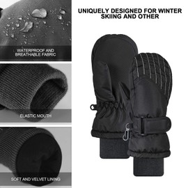 Andake Kids Ski Mittens Gloves Waterproof Winter Warm Snow Gloves for Todder Baby Girls and Boys (Pink,2-4Y)