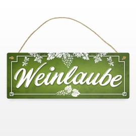 Wine Metal Sign with Vines Motif and Saying "Weinlaube - Winzer Grape