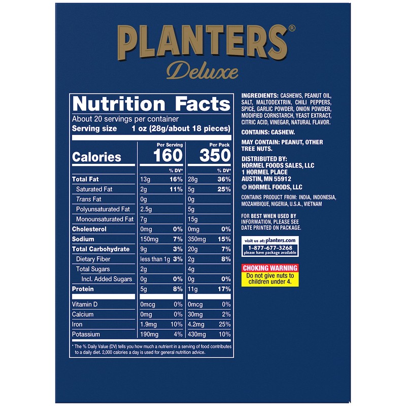 PLANTERS Spicy Cajun Cashews, 2.25 oz bags (Pack of 10)