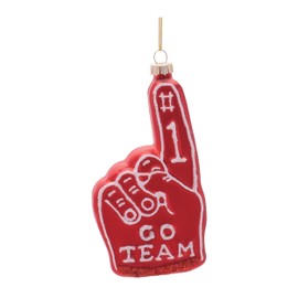 The Bridge Collection Glass Go Team Ornament - 4.75" #1 Team Foam Finger Christmas Ornament - Sports Themed Holiday Decor - Ideal for Super Fans of Football, Basketball, Hockey, Soccer, and Baseball