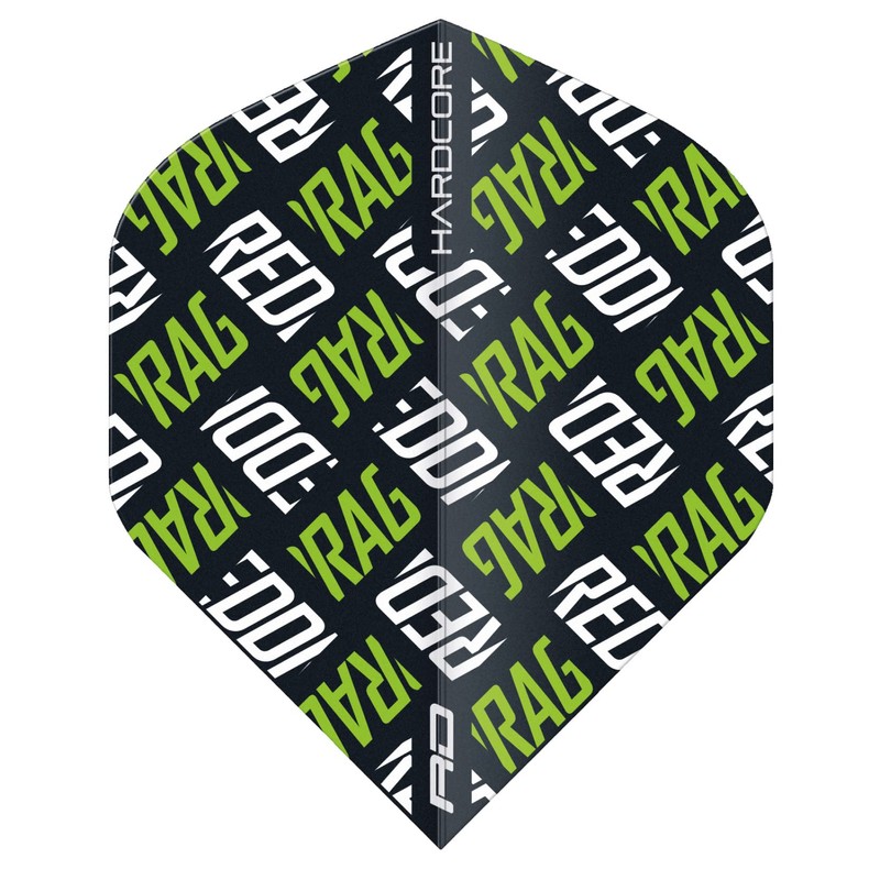 RED DRAGON Hardcore XT Green and White Logo Dart Flights