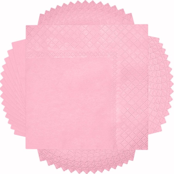 50-Pack Classic Pink Luncheon Napkins, 6.5' x 6.5', 3-Ply for