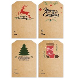 Self Adhesive Gift Tag Stickers: Decorative Christmas Tags Stickers Gift Labels for Holiday Presents Xmas Gift Bags - Easy to Write and Peel, 120Pcs