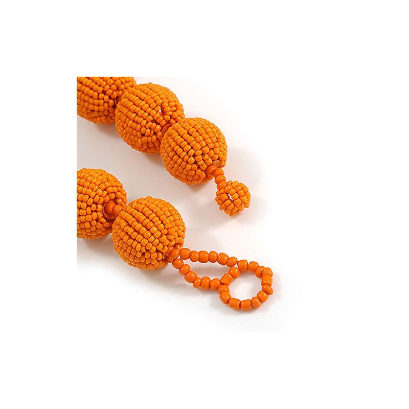 Avalaya Orange Glass Bead Ball Chunky Necklace/54cm L
