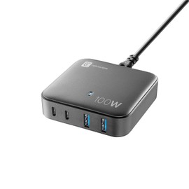 Cellularline - Multipower Magnus 100W - 4 Ports Gan 100W -Netzwerk -Ladegerät - 2 18W USB -Anschlüsse und 2 100W USB -C -Anschlüsse - GaN -Technologie - ideal für Smartphones, Tablets und Laptops