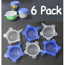 Comtim Pet Food Can Lids, Silicone Stretch Can Lids Covers for Dog Cat Food, Reusable Expandable Universal Size Fit Most Cans and Jars, 6 Pack