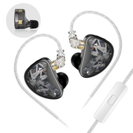 KZ AS24 12BA Hybrid Drivers in-Ear Monitors HiFi Earphone Wired,Tunable Sound IEM Headphones Ergonomic Design Memory Foam with Removable Cable for Audiophile Musician (Black, Tuning Version with Mic)