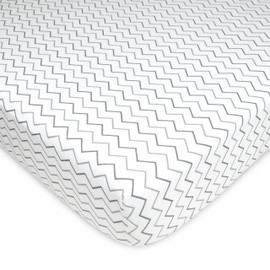 American Baby Company Fitted Crib Sheet 28" x 52", Soft Breathable Neutral 100% Cotton Jersey Sheet, Gray Zigzag, for Boys and Girls, Fits Crib and Toddler Bed mattresses