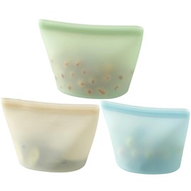 PandaEar 3 Pack Reusable Silicone Food Storage Bags, Sandwich Snack Bags Leakproof BPA Free Dishwasher Safe Food Storage Bags for Snacks, Fruits, Vegetables