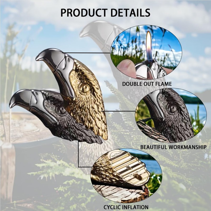 YCDSSM Eagle Head Lighter,Metal Lighter,Jet Torch Lighter,Creative Refillable Soft Flame