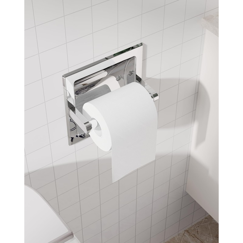 WZKALY Polished Chrome Recessed Toilet Paper Holder, Bathroom Wall Mount