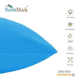 NatureMark Pack of 2 Jersey Cushion Covers, Side Sleeper Pillows, Neck Pillows, Many Sizes and Colours, Oeko-Tex (40 x 60 cm (Suitable for Neck Pillow), Turquoise)