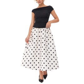 CIDER Women's Summer Tops Ruched Bowl Neck Polka Dots Tops Trendy Black