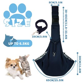 FainFun Dog Carrier Bag, Shoulder Bag for Pets, Reversible Small Dog Carrier up to 7 kg, Adjustable Pet Sling for Dogs, Dog Carrier for Walks/Outdoor Activities (Dark Blue)