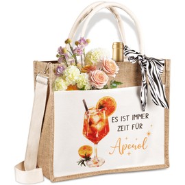 Giftota Jute Bag, Aperol Gift Women, Foldable Waterproof Shopping Bag for Girlfriend, Colleague and Aperol Lovers, Jute Tote Bag, Shopper, Beach Bag