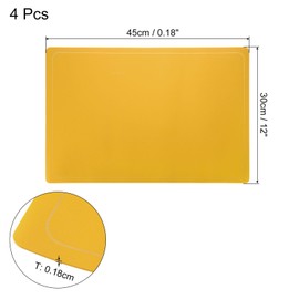 sourcing map 4 Pcs Faux Leather Placemats for Dinner Table, PU Leather Rectangle Table Mats Placemats Heat Resistant Waterproof Oil Proof Kitchen Placemats (Yellow Gold Line)