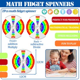 2Pcs New Math Fidget Spinner,Math Fact Fidget Spinners,Number Fidget Toy,Educational Spinner Math Game Toy,Add Subtract Multiply Divide Maths Fidget Toy for Kids Learning,School Classroom Prizes