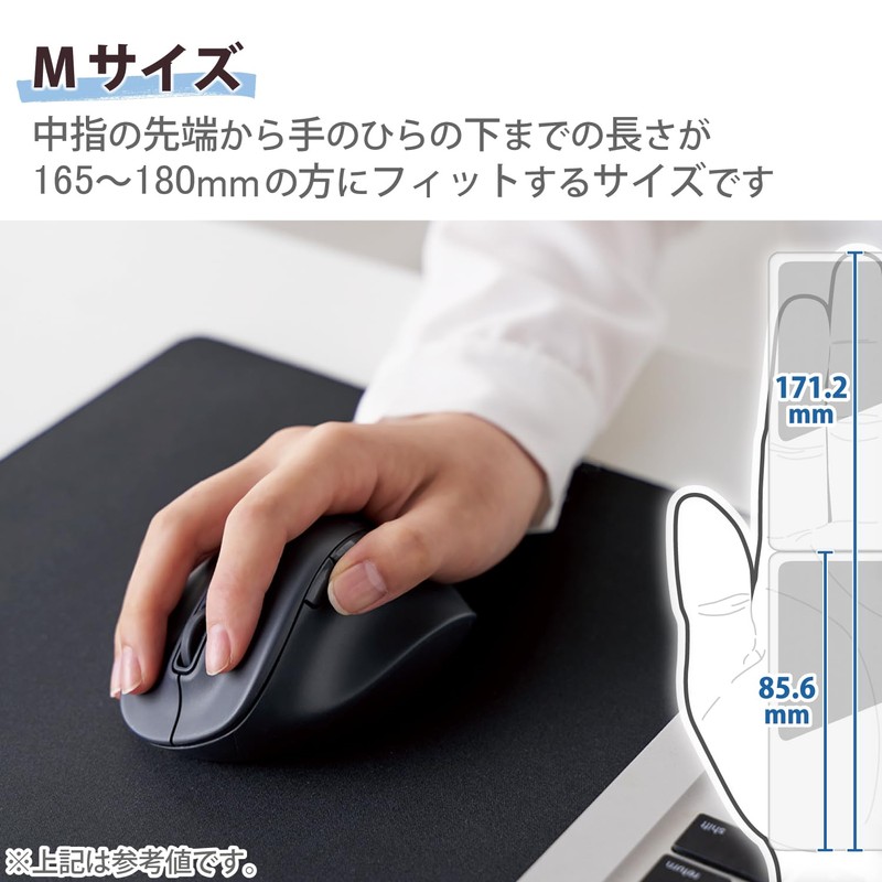 Elecom (ELECOM) Wireless Mouse EX-G Bluetooth, Silent, Size M, 5