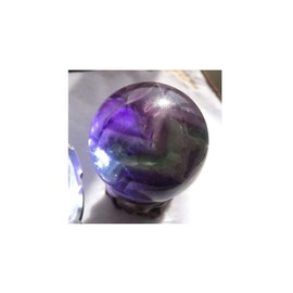 Natural Colored Fluorite Healing Quartz Crystal Sphere Gemstone Ball with Stand, Natural Sculpture Figurine 50mm/1.96 inch(7# Rainbow Fluorite 5cm/1.96 inch)